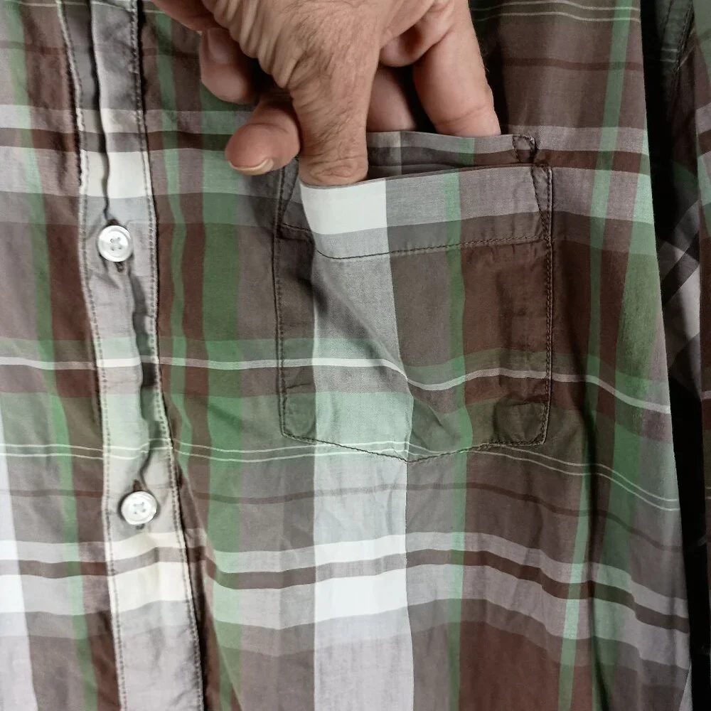 The North Face Plaid Hillside Shirt Mens XL Green Brown Outdoor Gorpcore